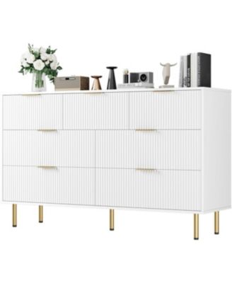 Fluted Dresser for Bedroom,7 Drawer Dresser,Wooden Chest of Drawers,Modern Storage Dressers for Living Room, Closet, Hallway,Entryway