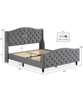 2 Piece Queen Upholstered Tufted Platform Bed with Arched Luxury Design