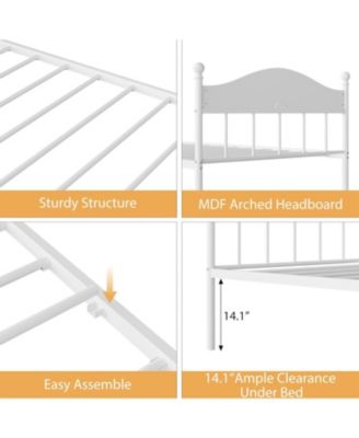 Twin Daybed Without Trundle, Sturdy Metal Foldable Bed Frame, Metal Double-Sized Sofa Bed
