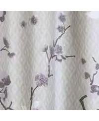 Cotton Shower Curtain with Purple Grey Beige Floral Blossom Pattern