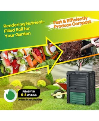 80 Gallon Compost Bin Garden Waste Container Grass Food Trash Barrel Fertilizer