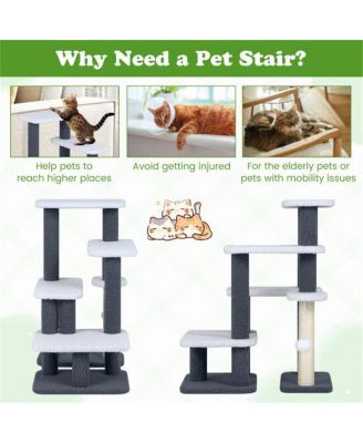 2-in-1 Pet Steps & Activity Center for Elderly Cats and Small Dogs, 4-Level Stairs with Scratching Post