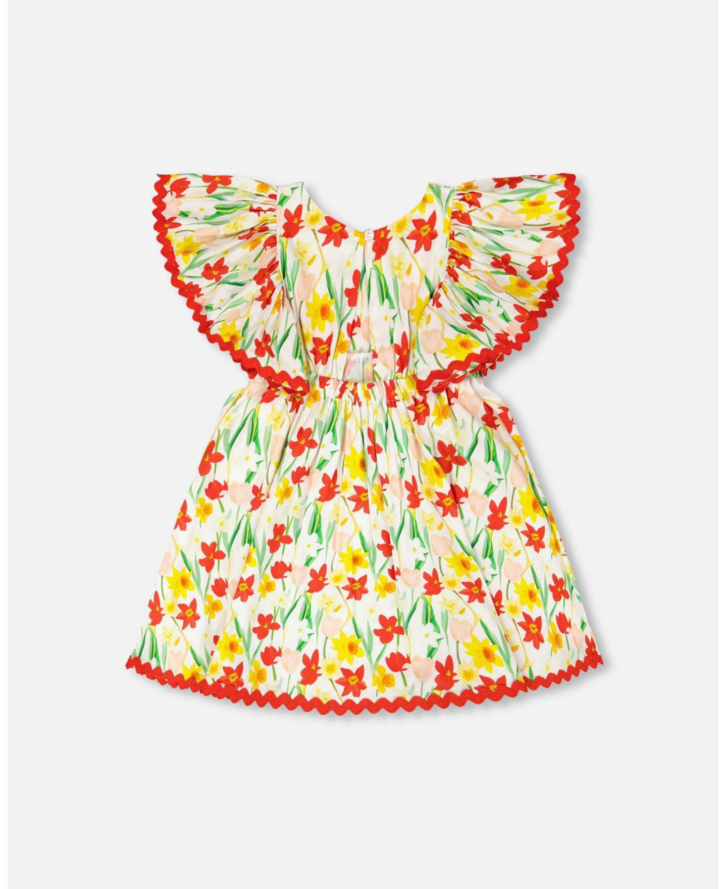 Платье Deux par Deux Viscose Daffodil Print Dress для девочек, цвет: Белый с принтом — фото 4
