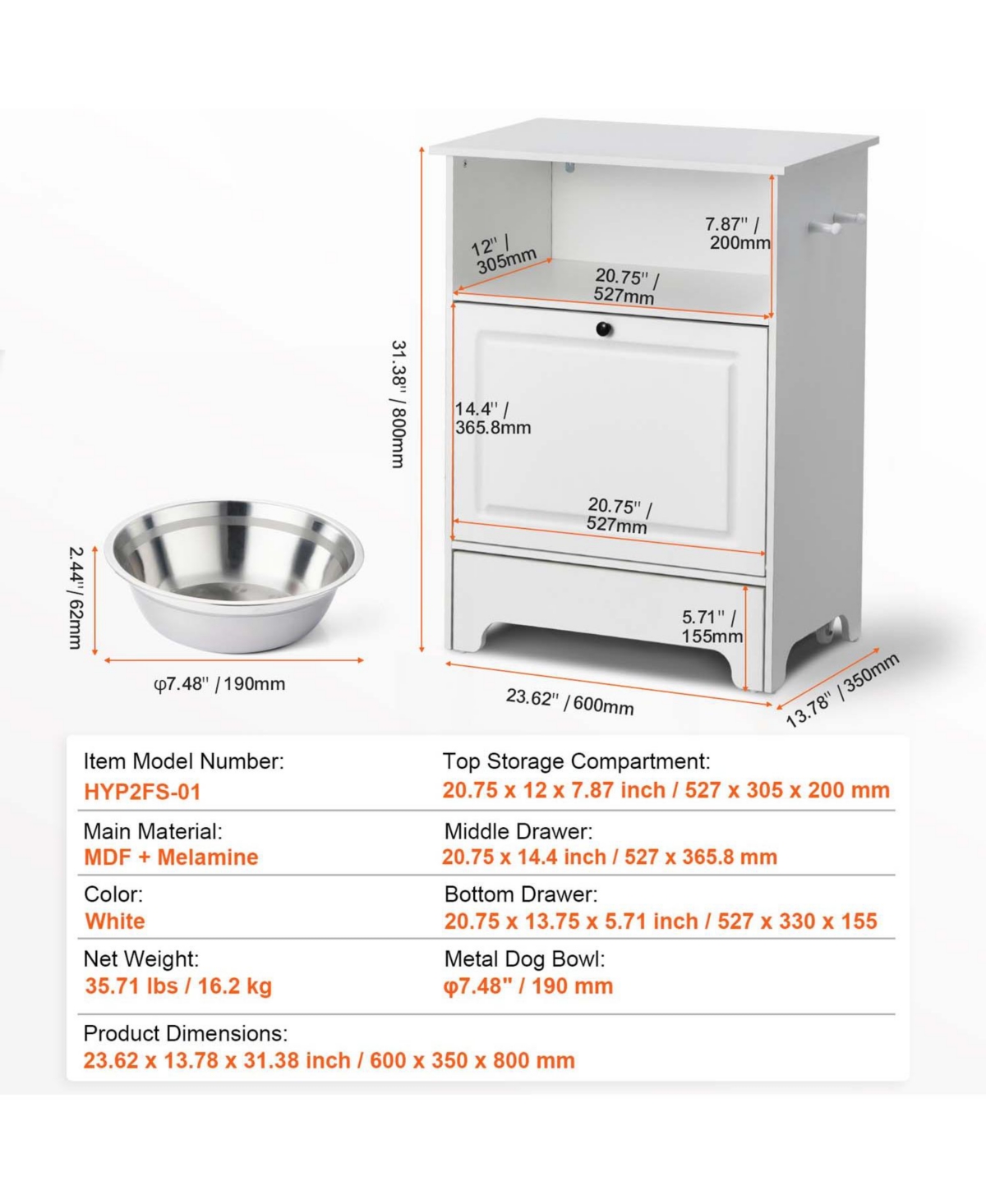 Aostirmotor All-in-One Pet Feeding Station: Elevated Dog Bowls & Storage Cabinet for Food and Toys