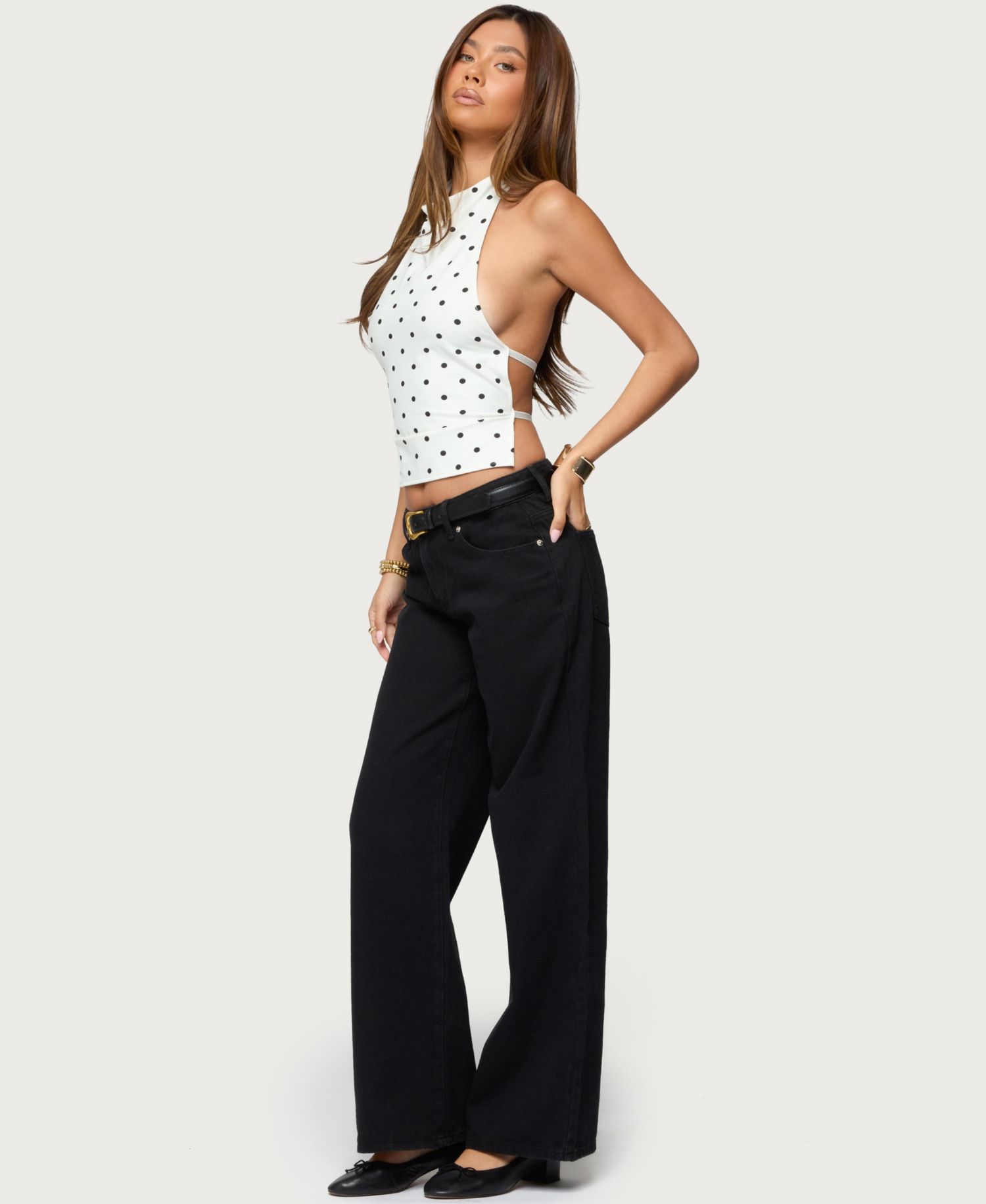 Women's Raiya Polka Dot Backless Halter Top