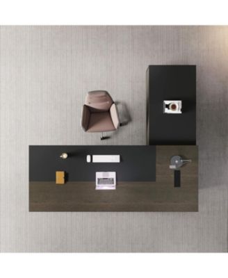 86inch Large L Shaped Executive Desk with Universal Charging Ports and Cable Management