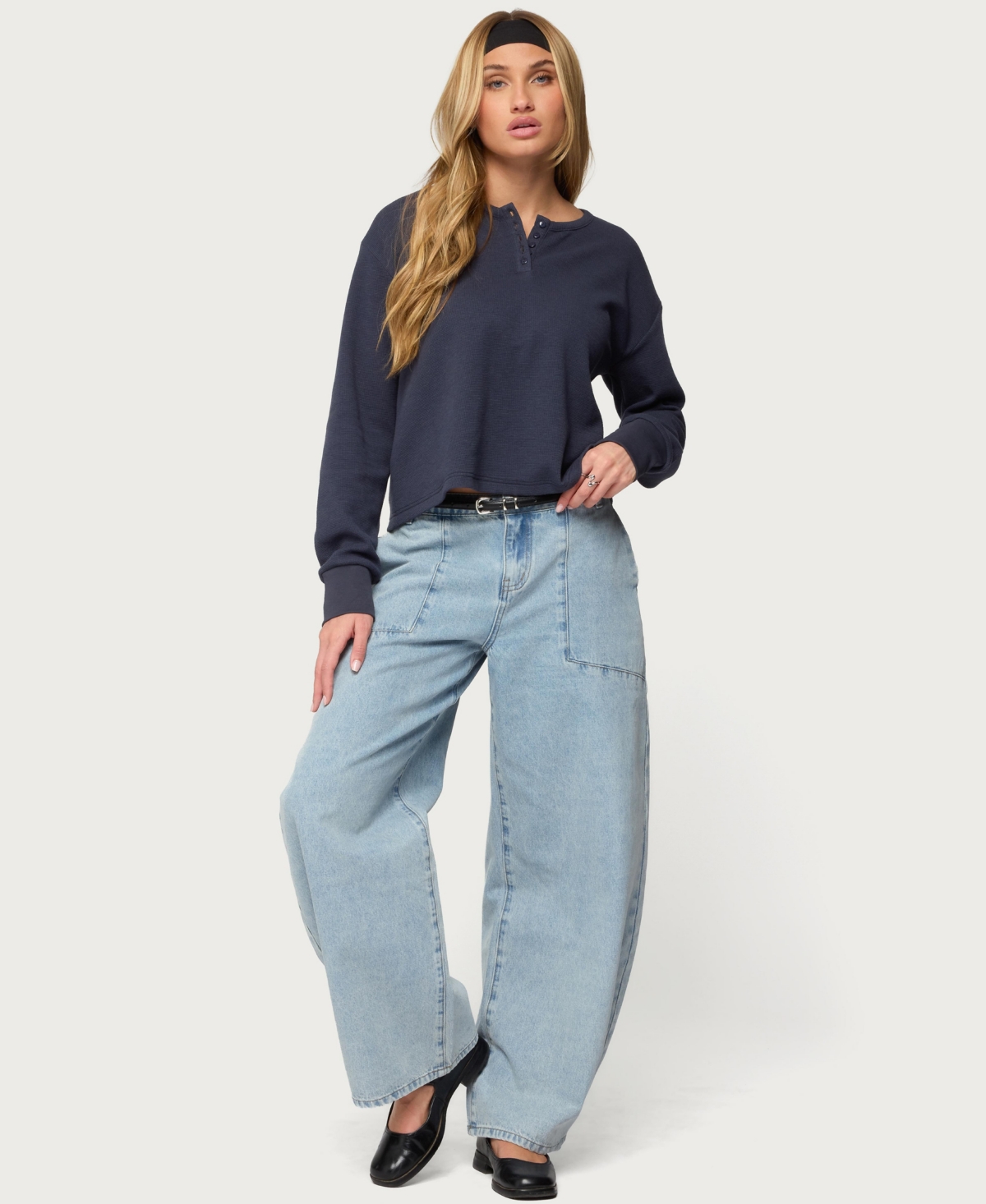 Edikted Women's Jolie Low Rise Barrel Jeans