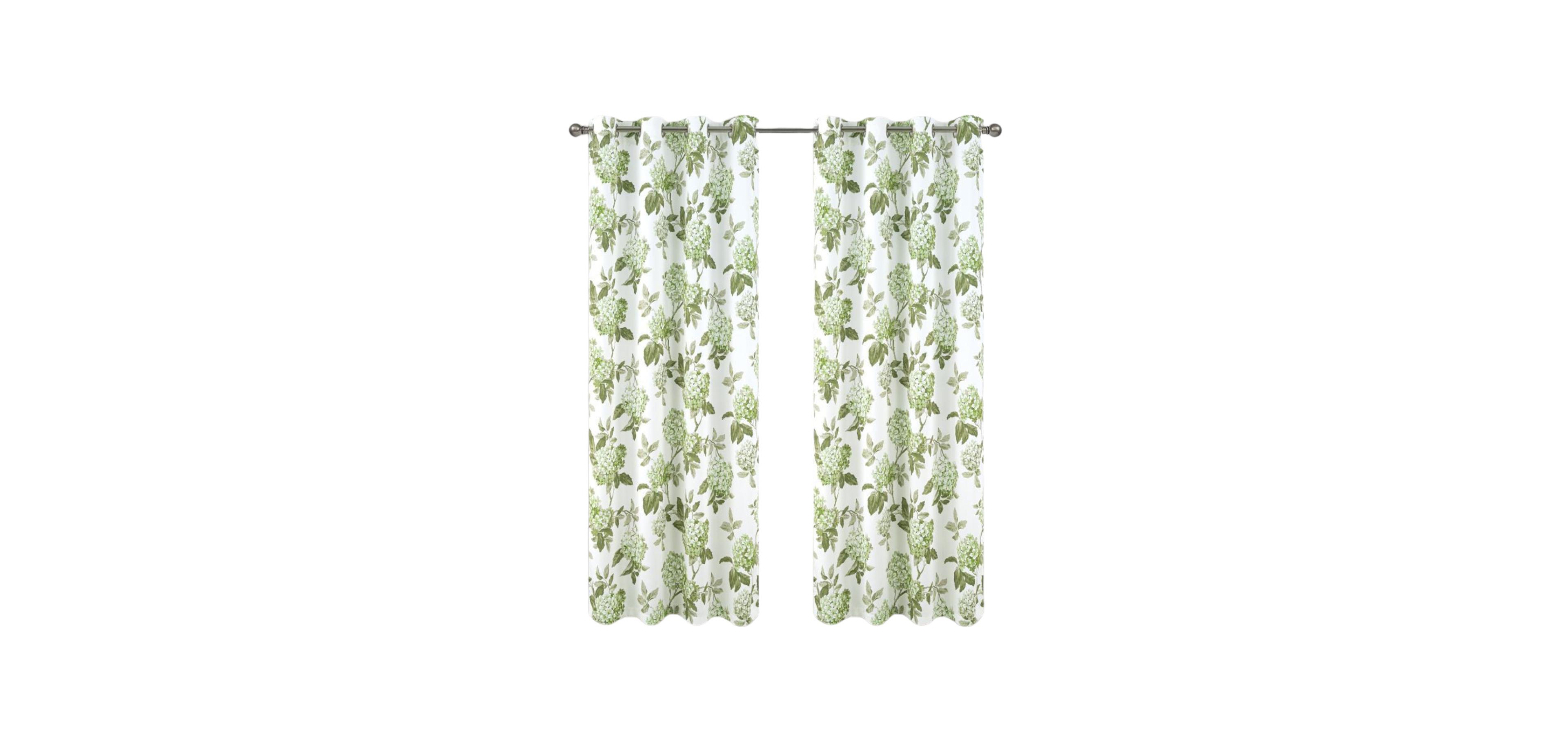 Olivia Gray 100% Polyester 200 Gsm Hydrangea Printed Blackout Grommet Curtain Panel 54" x 90
