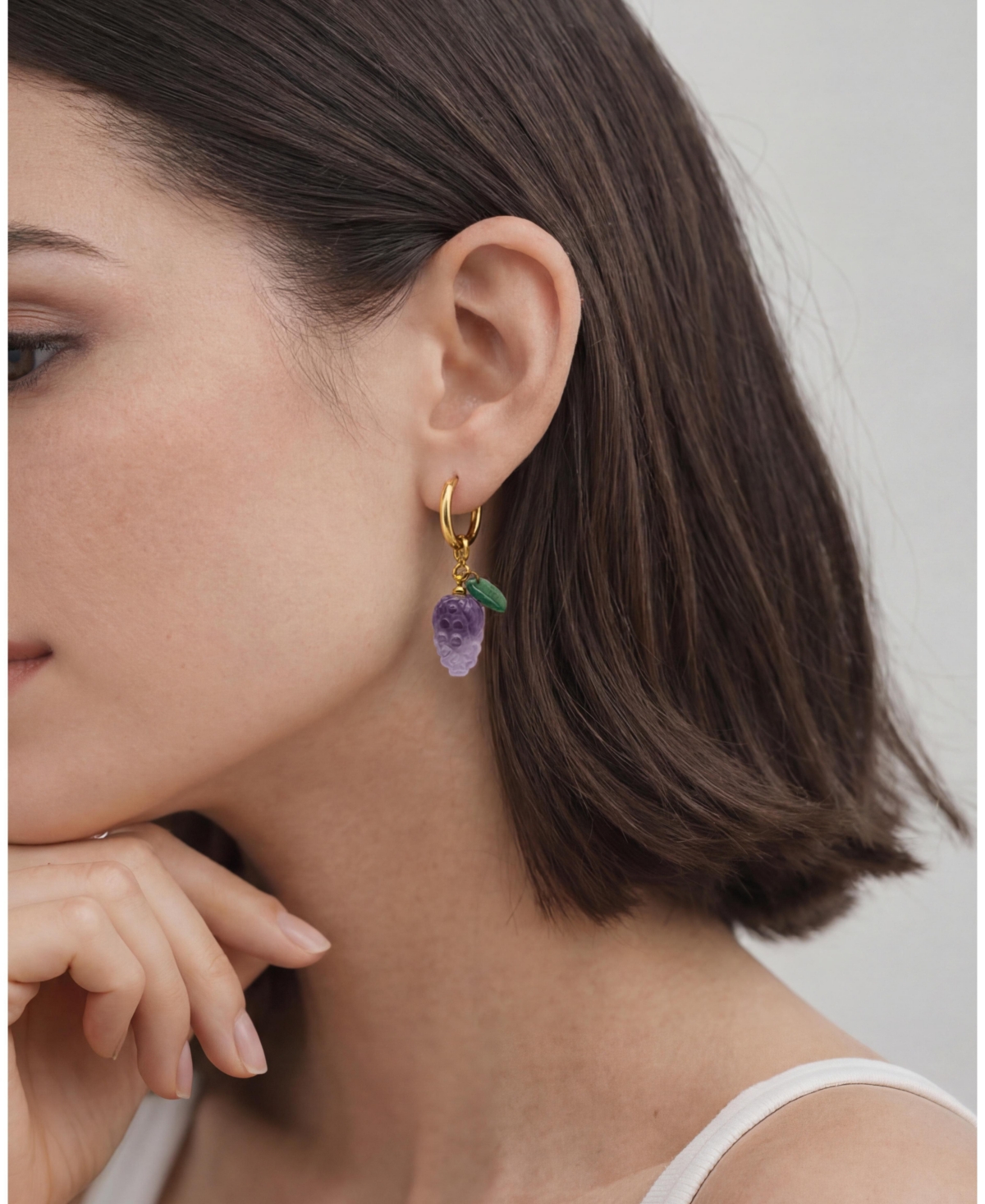 seree Harvest - Jade stone charm earrings