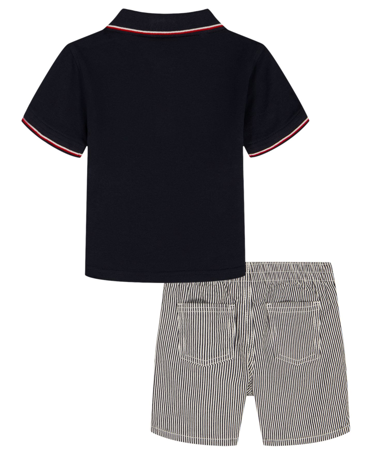 Детский комплект Tommy Hilfiger: рубашка-поло с коротким рукавом и твиловые шорты, 2T-7, цвет: Чёрный / Серый — фото 5