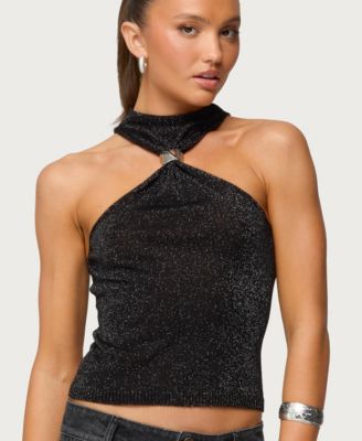 Women's Nalia Gathered Ring Glitter Knit Top