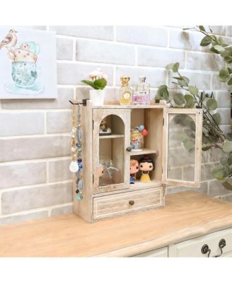 Wooden Storage Cabinet with Adjustable Shelves, Hooks, Drawer for Bathroom Vanity