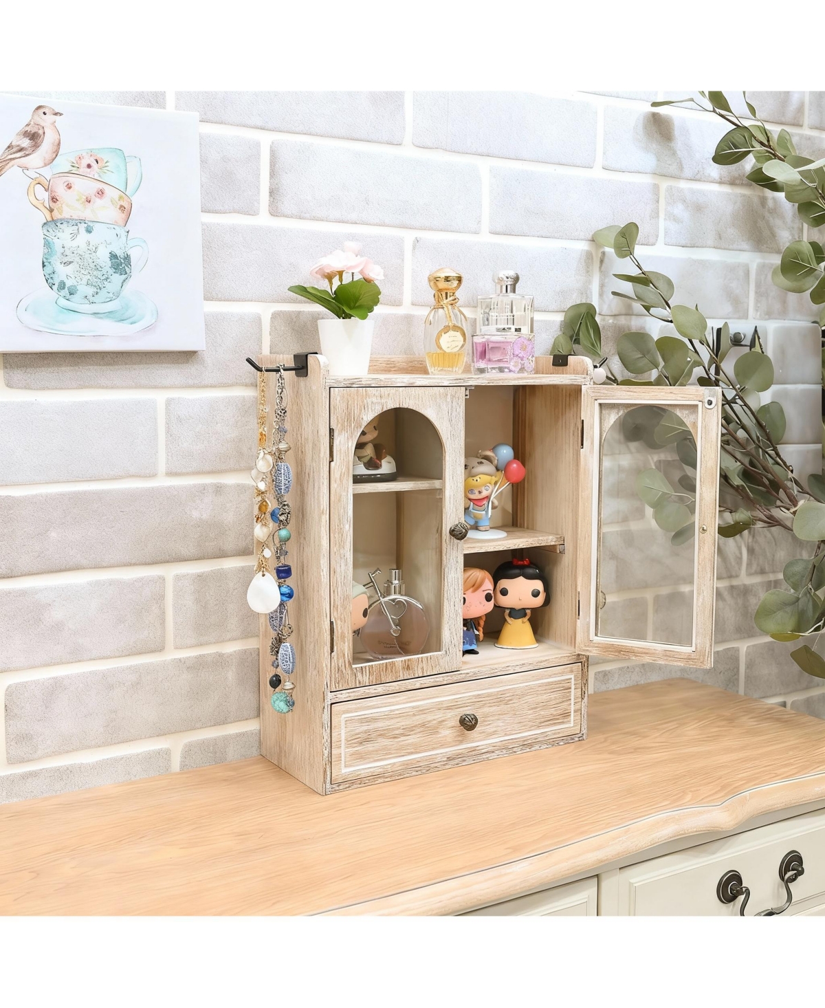 Yigii Wooden Storage Cabinet with Adjustable Shelves, Hooks, Drawer for Bathroom Vanity