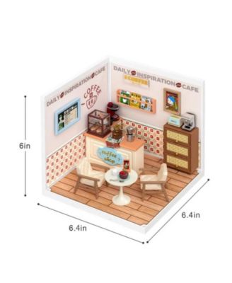Dollhouses, Building Model with Cafe Miniature House, Play Furniture Toy for Toddlers, Multicolored, 6.4"6.4"6"