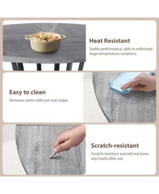 47 in" Round Dining Table for 4, Farmhouse Dining Room Circle Dinner Table,Space Saving Wood Kitchen & Dining Room Furniture