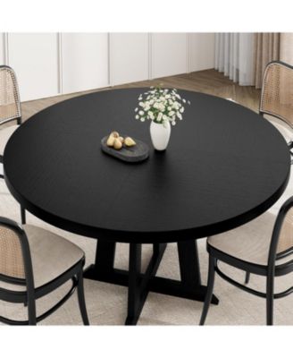 Round Dining Table for 4 to 6 People, 47" Round Dining Table, Wooden Kitchen Table with Sturty Legs, Dining Room Table for Dining Room, Kitchen