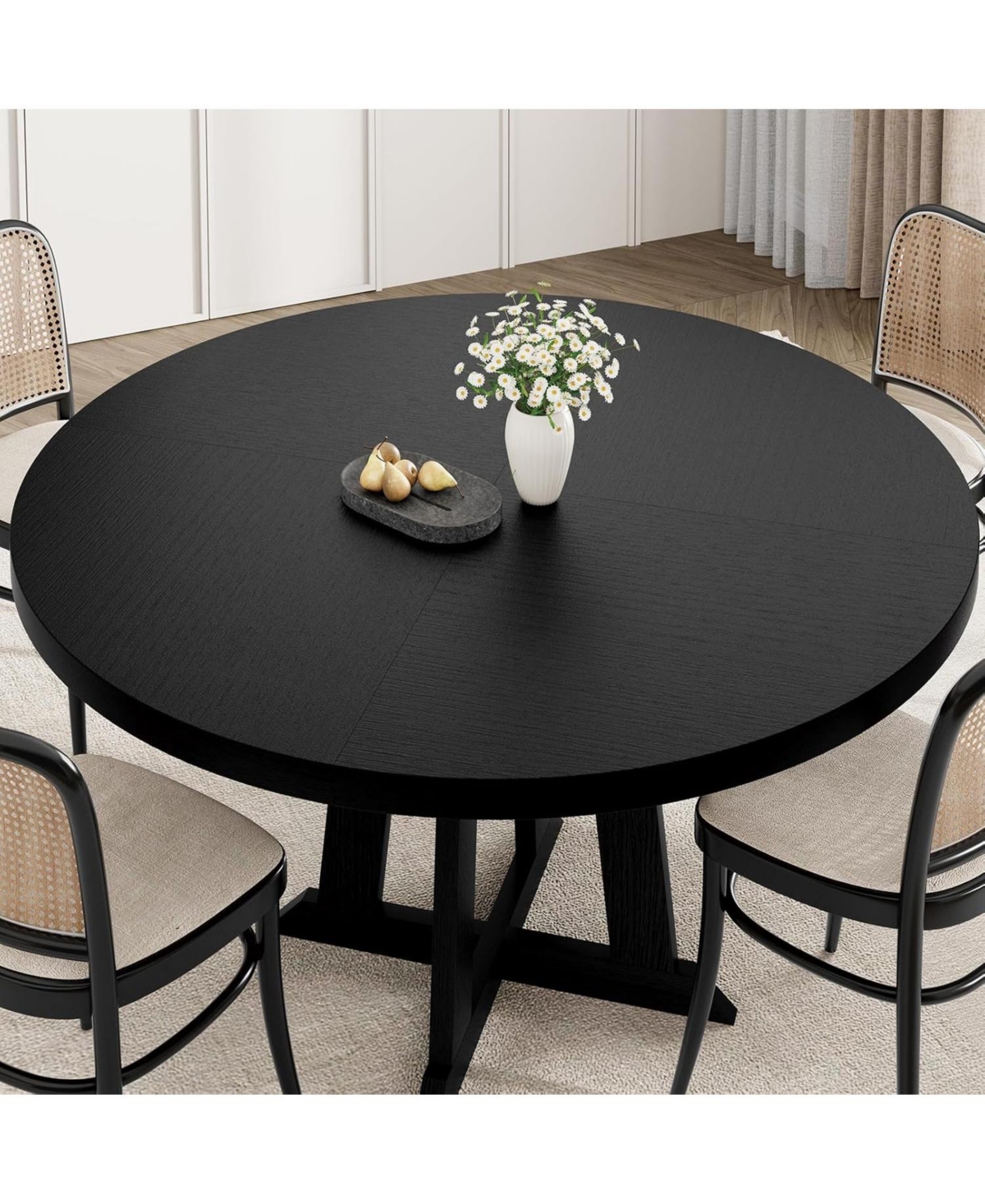 gaomon Round Dining Table for 4 to 6 People, 47" Table, Wooden Kitchen with Sturty Legs, Room Room, Ki