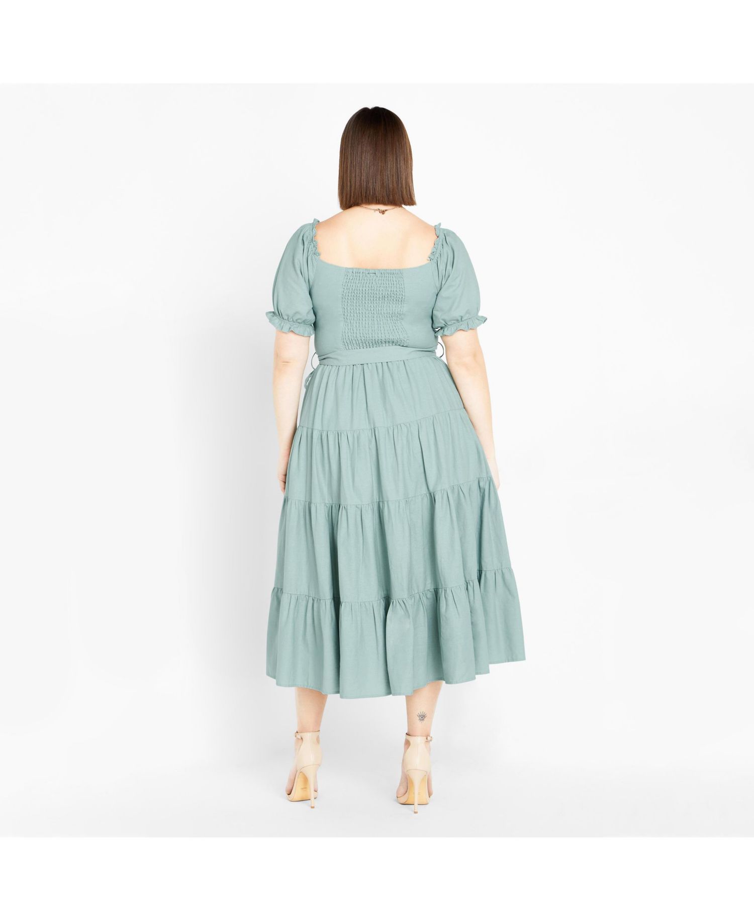 Women's Puffed Sleeve Maxi Dress