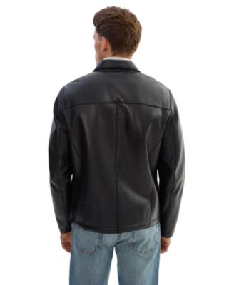 Men's Capp Leather Shirt Jacket with Bonded Faux Shearling