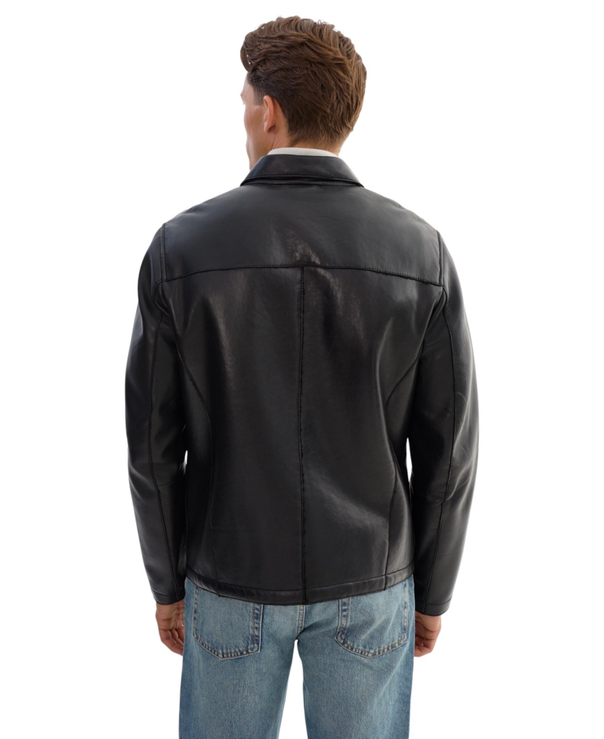Regency Leathers Men's Capp Leather Shirt Jacket with Bonded Faux Shearling