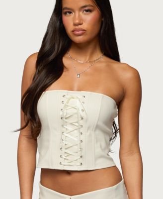 Women's Wilde Lace Up Faux Leather Corset