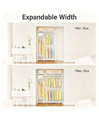 Adjustable Metal Garment Rack with Shelves and Rods for Space Maximization