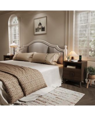 Modern Wood Nightstand with Charging Station, Fluted Bedside Table with Drawers and Shelf for Bedroom, Living Room