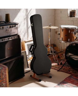 Electric Guitar Wooden Case for LP Les Paul Type w/ Folding Guitar Stand