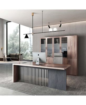 Executive Office Desk with Stainless Steels Sturdy Frame 1.97IN Thick Desktop