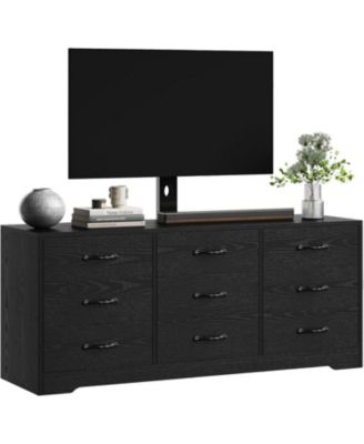 Modern TV Stand with Mount, 55 Inch Entertainment Center with 9 Drawers, Adjustable Height Media Console for TVs Up to 85 Inch