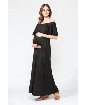 Maternity Off-Shoulder Ruffled Maxi Dress
