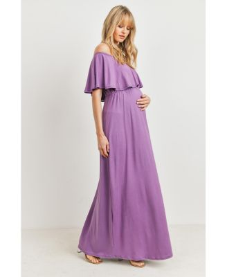 Maternity Off-Shoulder Ruffled Maxi Dress