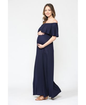 Maternity Off-Shoulder Ruffled Maxi Dress