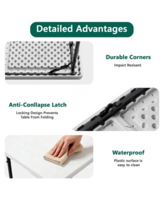 4 Feet Blow Molded Folding Table Heavy Duty Fold in Half Plastic Table with Adjustable Height for Indoor Outdoor Picnic party Table