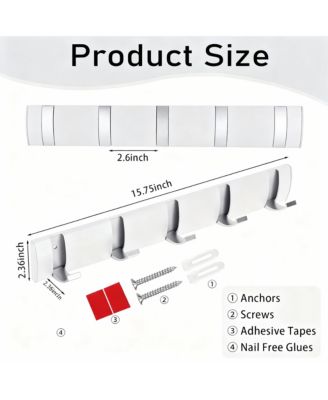 5-Drawer Retractable Aluminum Wall Hanger for Coats, Hats, Scarves