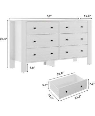 6 Drawer Dresser for Bedroom, Modern Wide Dresser Organizer with Storage Drawers, Wooden Chests of Drawers for Bedroom, Entryway, Hallway, Home