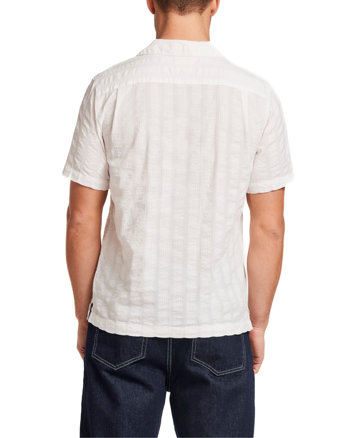 Men's 100% Cotton Vertical Texture Camp Collar Shirt