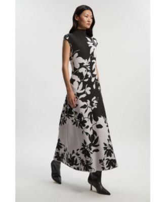 Women's Jacquard Floral Knitted Maxi Dress