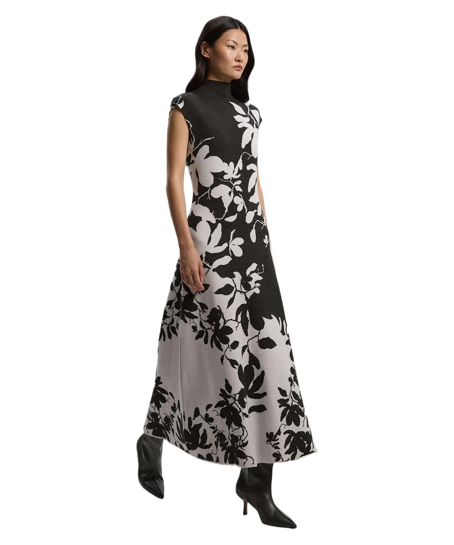 Women's Jacquard Floral Knitted Maxi Dress