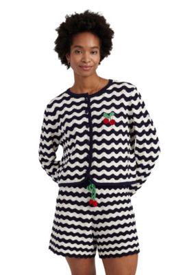 Women's Cotton Cherry Crochet Cardigan