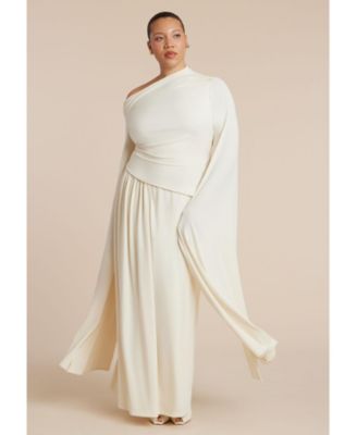 Women's Plus Size Cape Sleeve Draped Dress