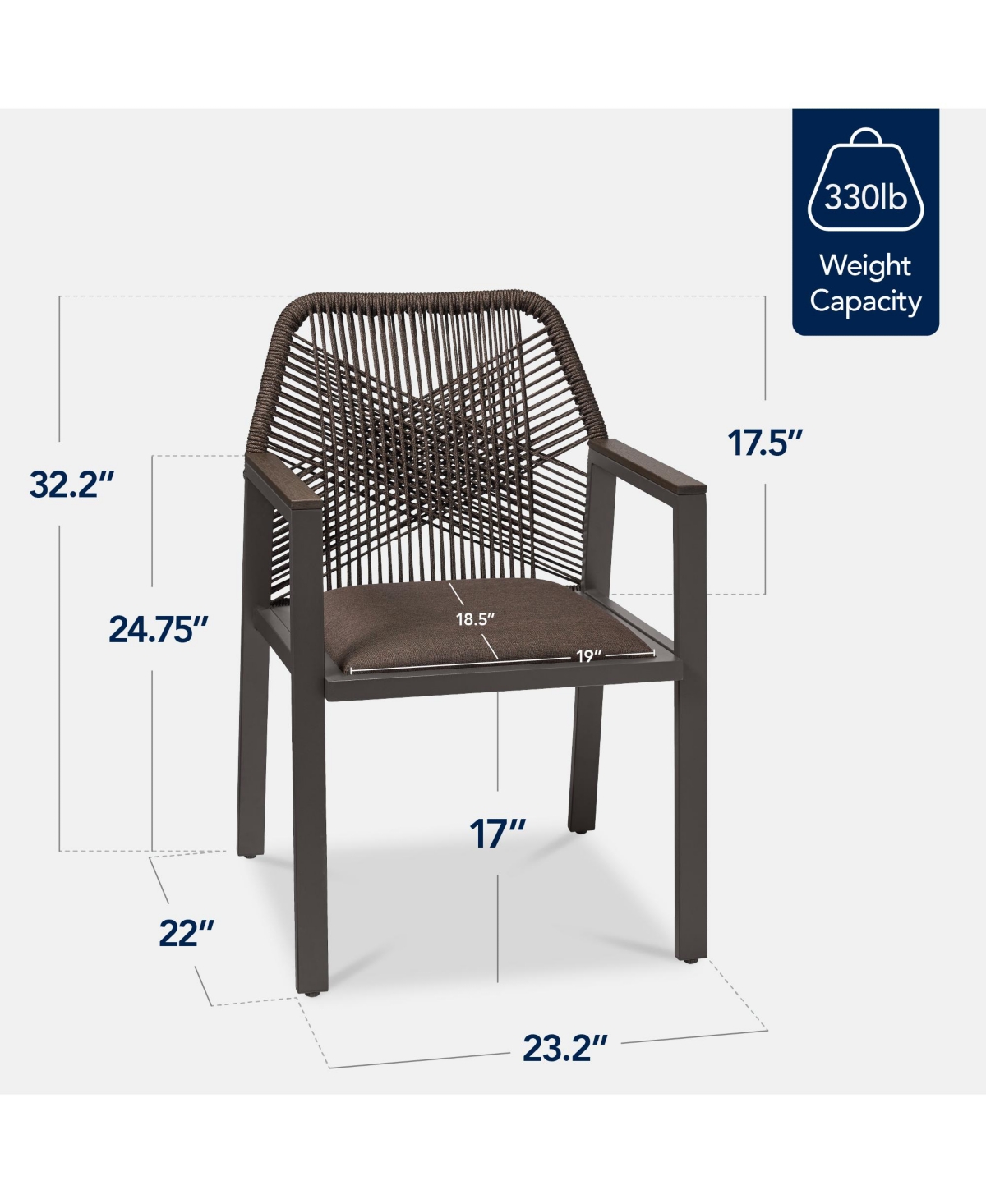 Best Choice Products Set of 2 Indoor/Outdoor Aluminum Woven Rope Dining Chairs w/ Armrests
