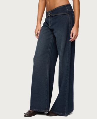Women's Briah Belted Low Rise Wide Leg Jeans