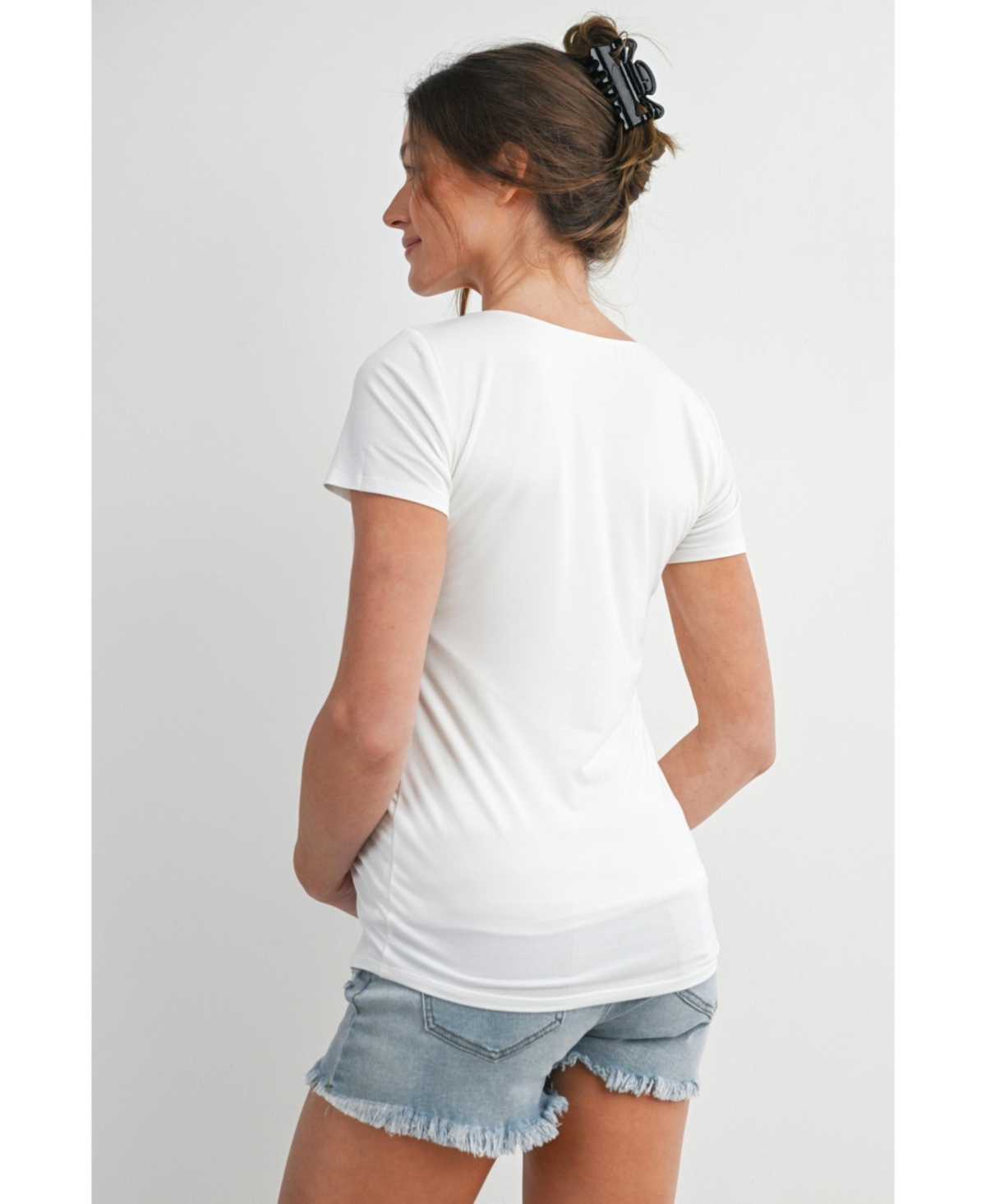 Hello Miz Maternity Scoop Neck Short-Sleeve Fitted T-Shirt
