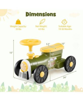 Kids Ride-On Toy Car with Steering Wheel and Whistle Button