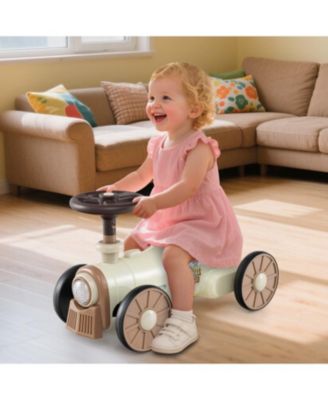 Kids Ride-On Toy Car with Steering Wheel and Whistle Button