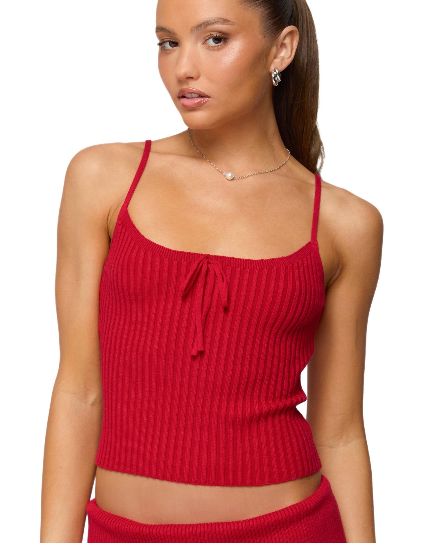 Women's Adannah Tie Ribbed Knit Tank Top