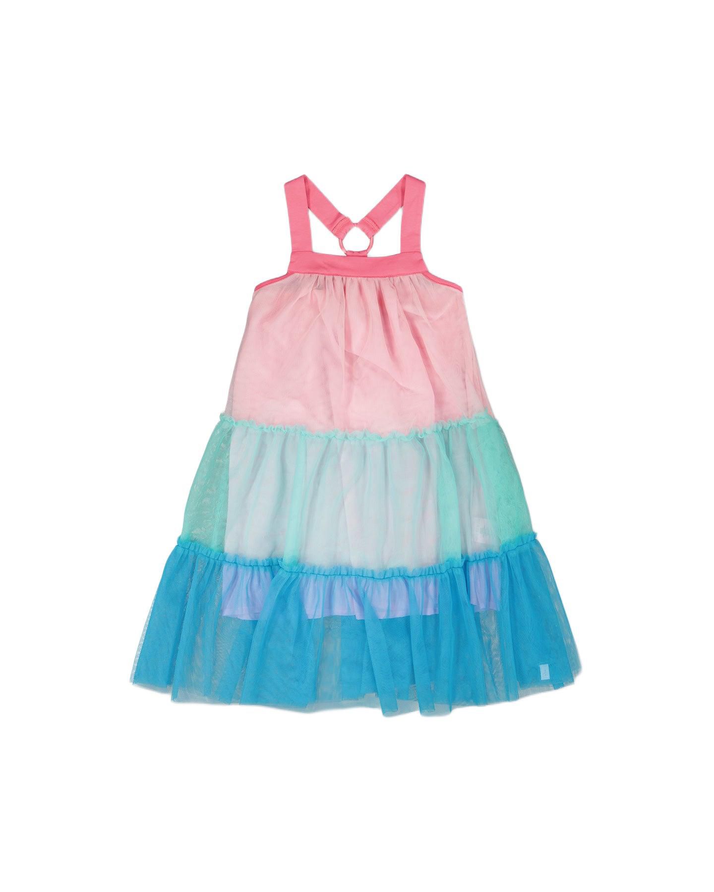 Платье Deux par Deux Mesh Dress для девочек, цвет: Розовый / Синий — фото 1