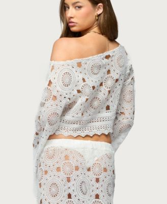 Women's Milana Sheer Lace Off Shoulder Top