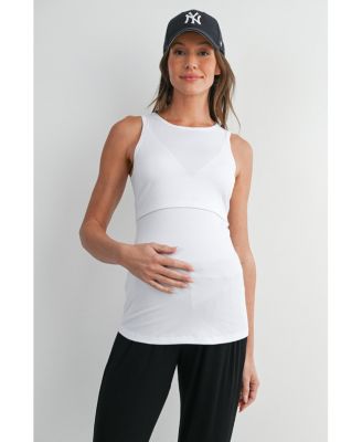Women's Maternity Nursing Ribbed Tank Top with Lift-Up Panel